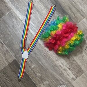 Rainbow Suspenders and Wig Set for Kids